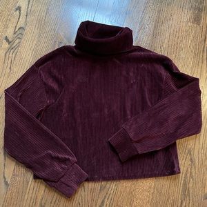 Bershka velour chunky rib turtleneck pullover